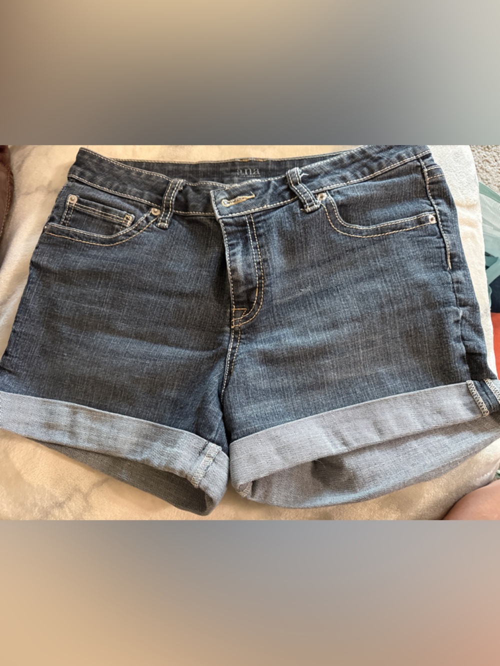 a.n.a Dark Blue Rolled Cuff Denim Jean Shorts